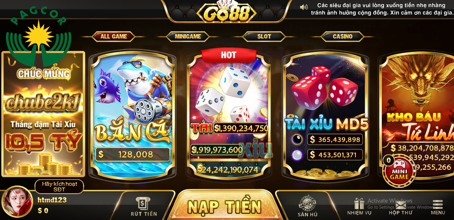 Go88 được cấp phép hoạt động bởi PAGCOR