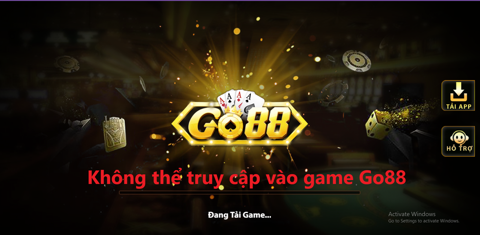 Không thể truy cập vào game Go88