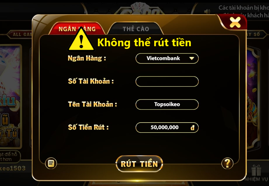 Tại sao không thể rút tiền từ Go88