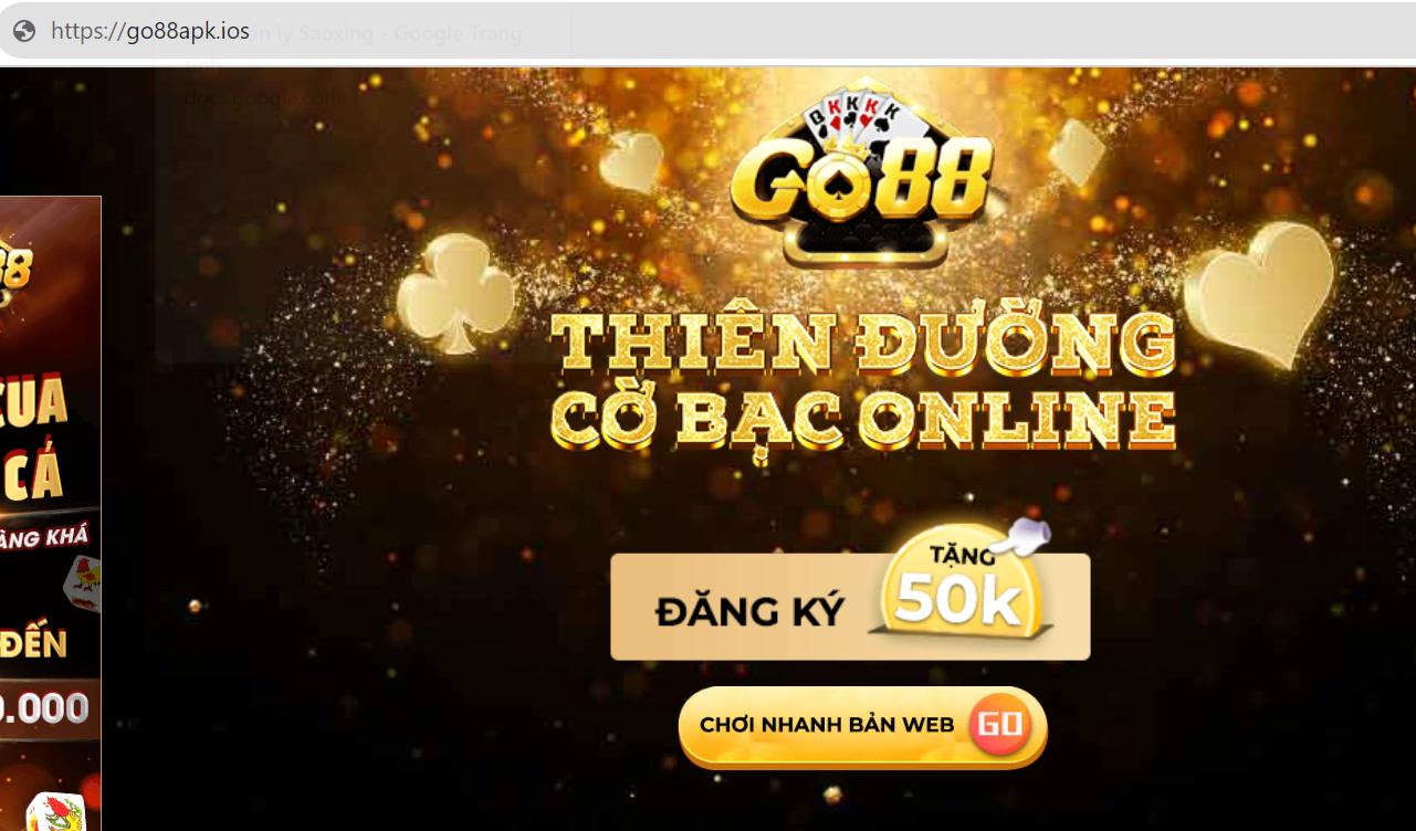 Domain go88apk.ios của cổng game Go88