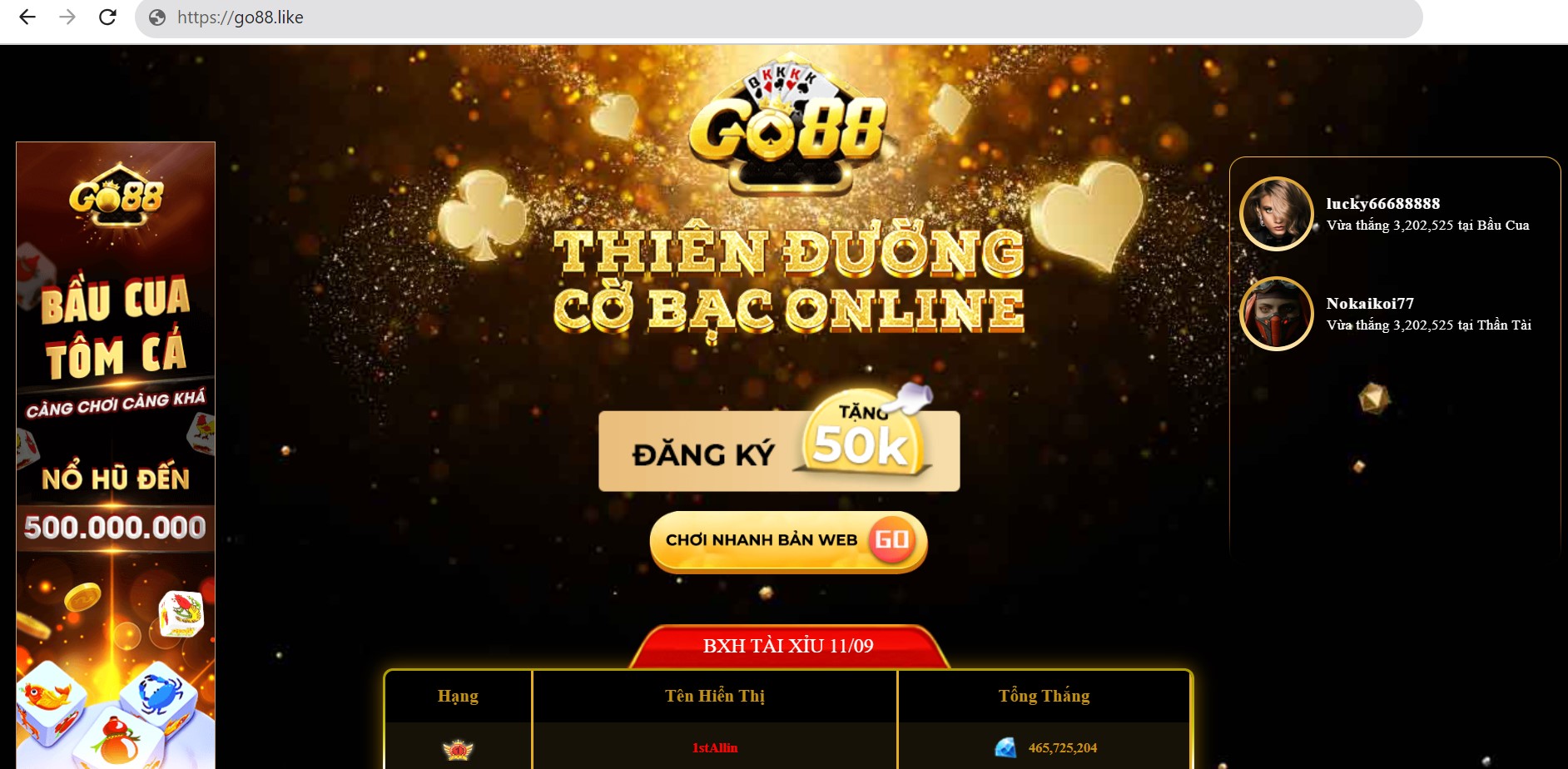 Domain go88.like của cổng game Go88