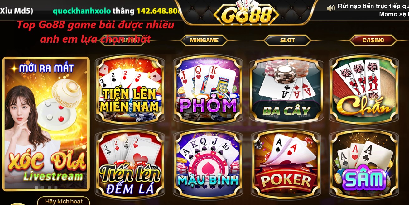 Top Go88 game bài được nhiều anh em lựa chọn nhất