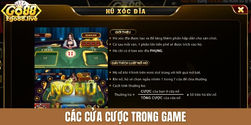 Các cửa cược trong game