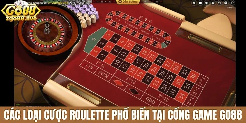 Các loại cược Roulette phổ biến tại cổng game Go88