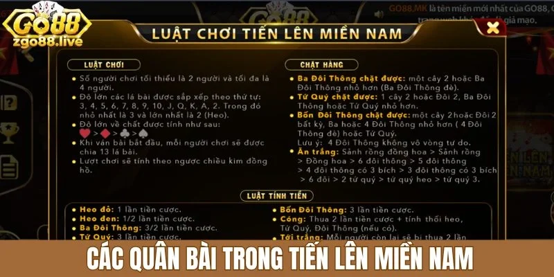 Các quân bài trong tiến lên miền Nam