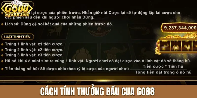 Cách tính thưởng bầu cua Go88 