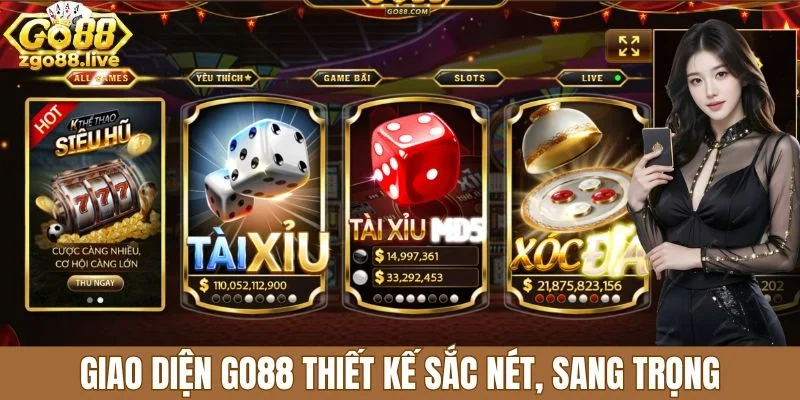 Giao diện Go88 thiết kế sắc nét, sang trọng