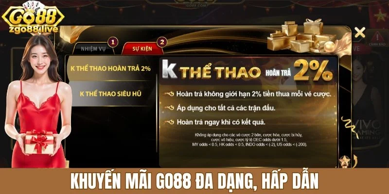 Khuyến mãi Go88 đa dạng, hấp dẫn