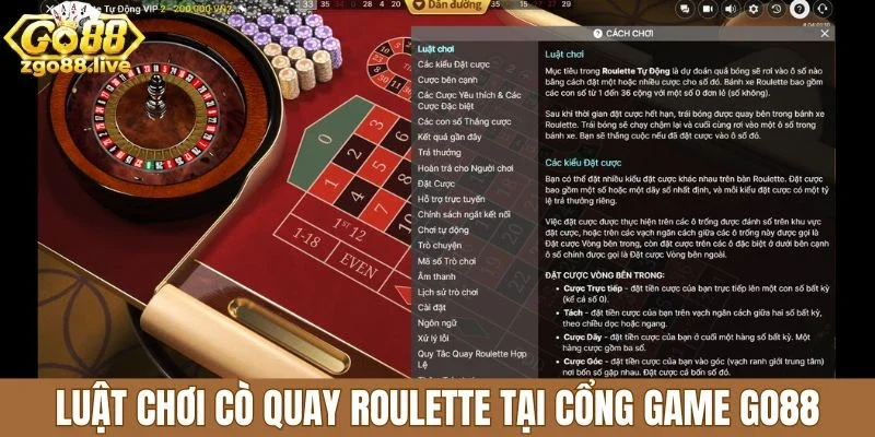 Luật chơi cò quay Roulette tại cổng game Go88