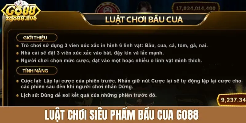 Luật chơi siêu phẩm bầu cua Go88 