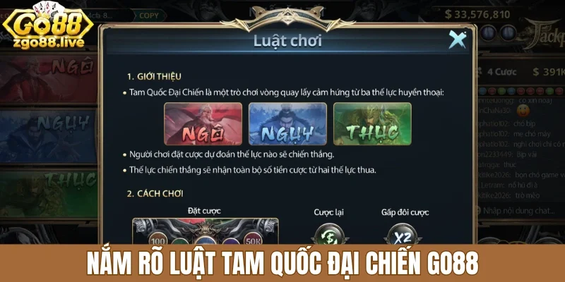 Nắm rõ luật Tam quốc đại chiến Go88
