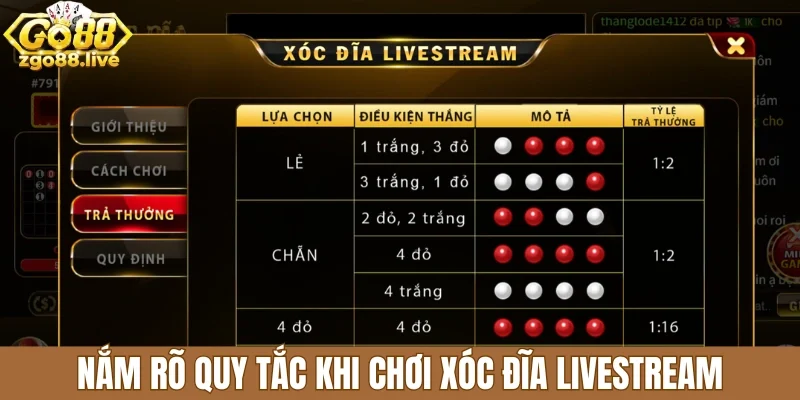 Nắm rõ quy tắc khi chơi xóc đĩa livestream