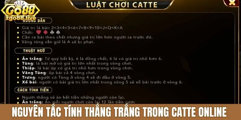 Nguyên tắc tính thắng trắng trong catte online