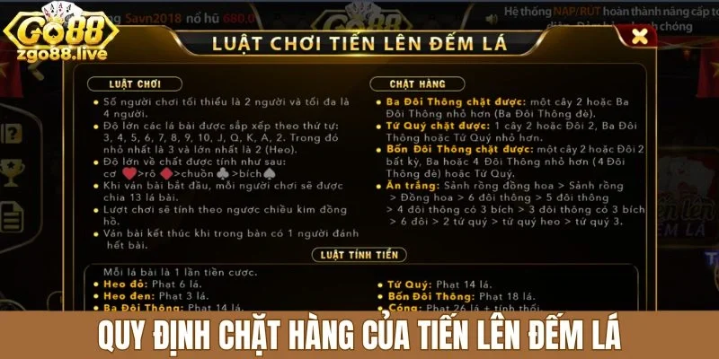 Quy định chặt hàng của tiến lên đếm lá