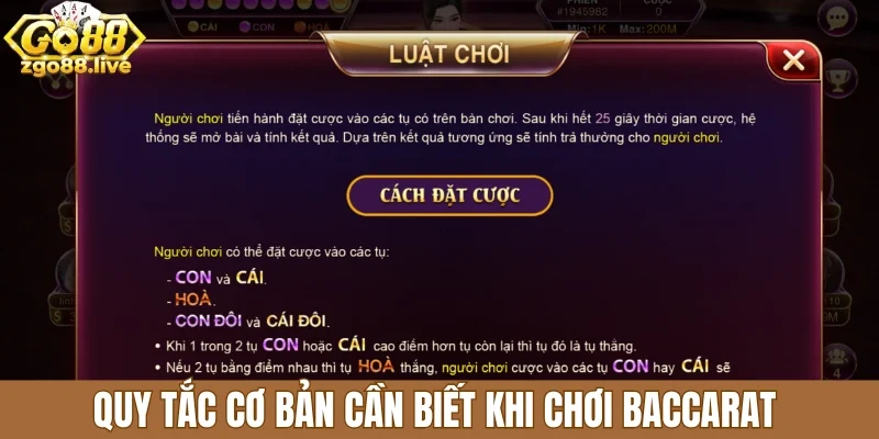 Quy tắc cơ bản cần biết khi chơi baccarat