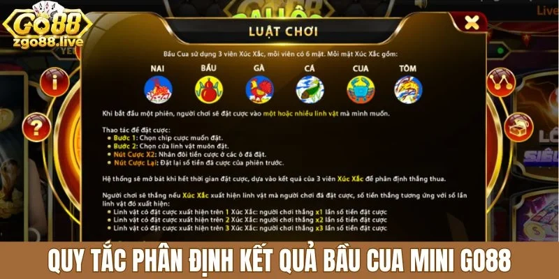 Quy tắc phân định kết quả bầu cua mini Go88