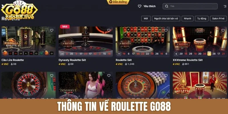 Thông tin về game Roulette Go88