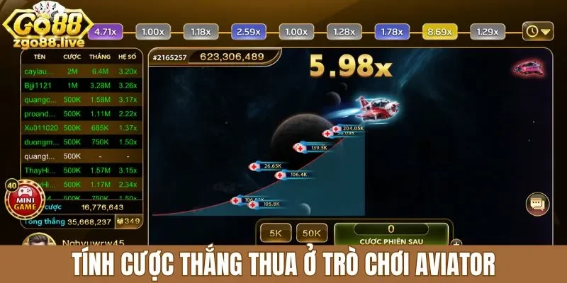 Tính cược thắng thua ở trò chơi aviator