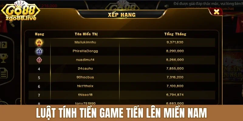 Luật tính tiền game tiến lên miền Nam
