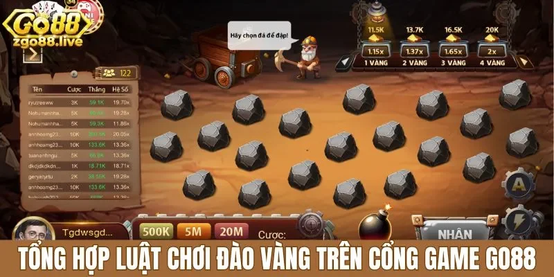 Tổng hợp luật chơi đào vàng trên cổng game Go88